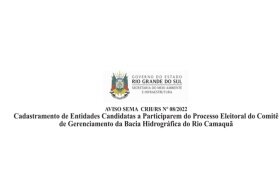 Aviso SEMA CRH/RS nº 08/2022 - Processo Eleitoral do CBH Camaquã